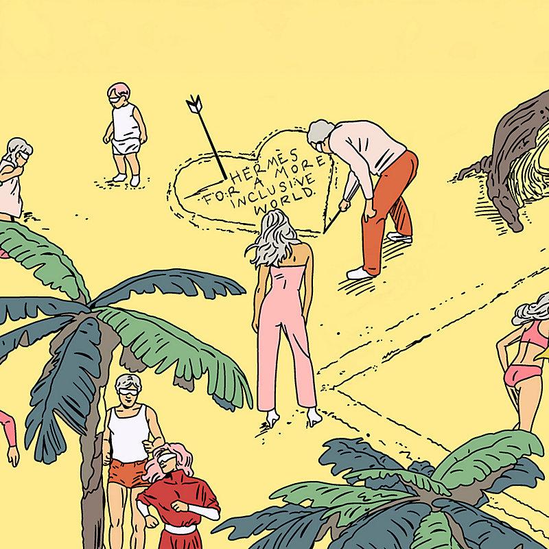 Hermes on The Beach scarf 90, Limited Edition - Black | Hermès